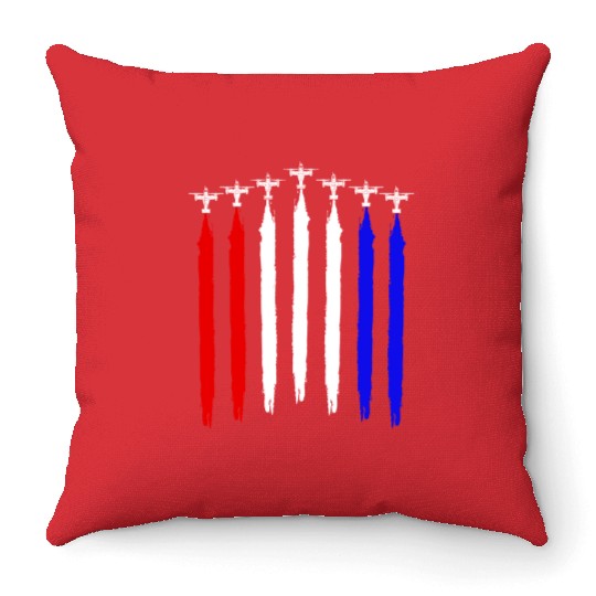 V-22 Osprey Helicopter Red White Blue Contrails Throw Pillows