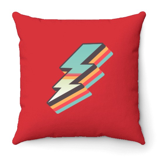 retro vintage lightning bolt Throw Pillows