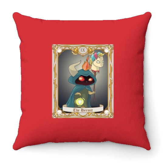 The Hermit Tarot Card, Major Arcana Anime Baphomet Throw Pillows