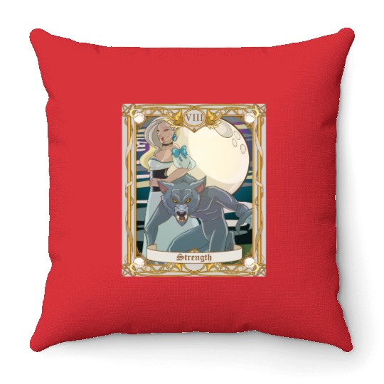 Strength Tarot Card, Major Arcana Anime Vampire Throw Pillows