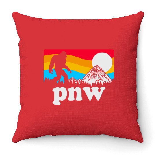 PNW Pacific Northwest Bigfoot Throw Pillows