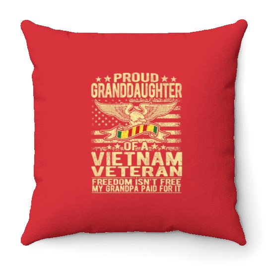 Veteran Gift-Granddaughter Of Vietnam Veteran Us F Throw Pillows
