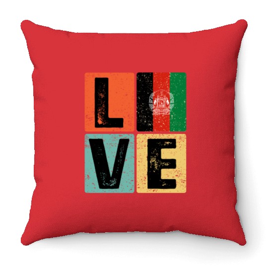 I Love Afghanistan Flag for Afghan Pride Throw Pillows