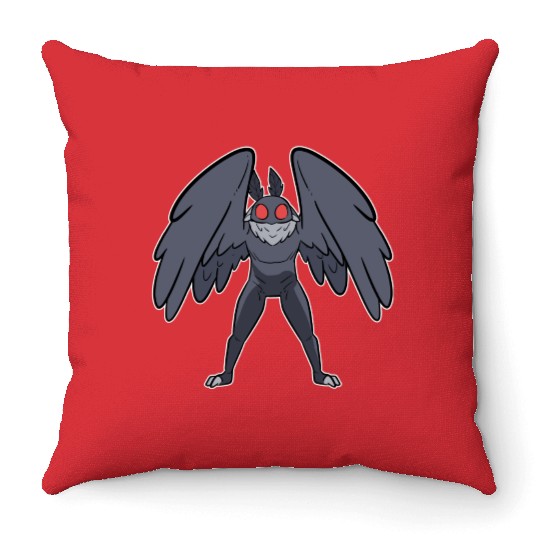 Mothman Mythical Creatures Folklore Cryptid Throw Pillows
