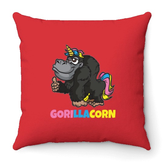 Gorillacorn Unicorn Gorilla Throw Pillows