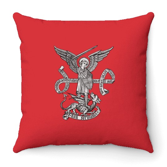 Saint St Michael Catholic Archangel Angel Defender Throw Pillows