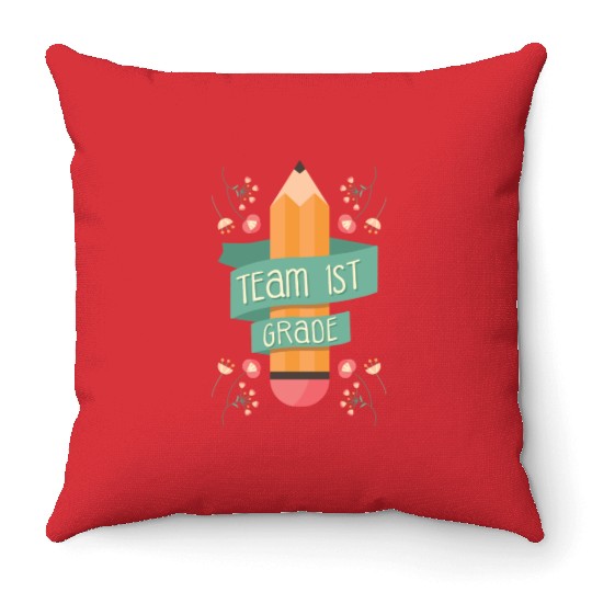Back To School Student Teacher Team 1St Grade Throw Pillows