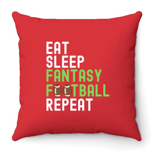 Eat Sleep Fantasy Football Repeat FFL Champion Throw Pillows