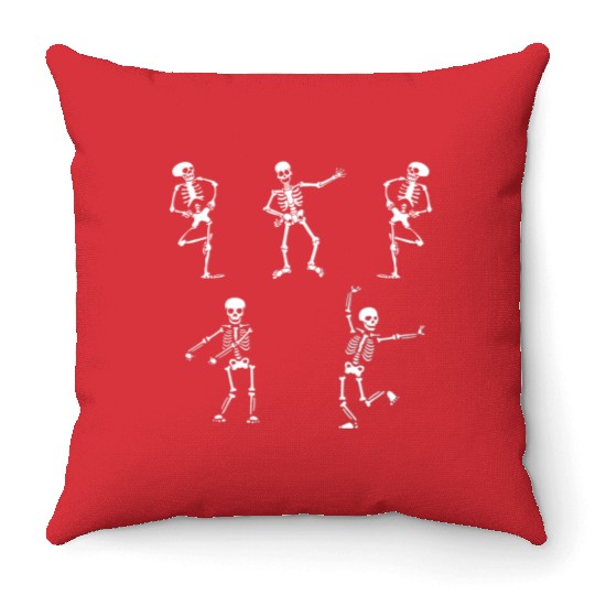 skeleton , Dancing Skeleton, Halloween , Dancing Throw Pillows