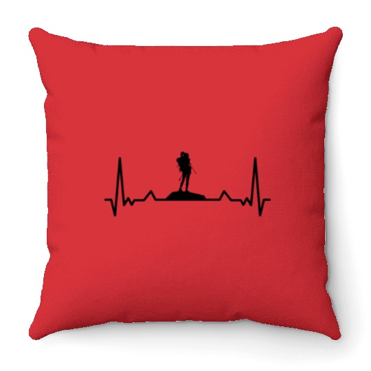 Hiking Climber Hiking Nature Hiking Heart Beat Throw Pillows