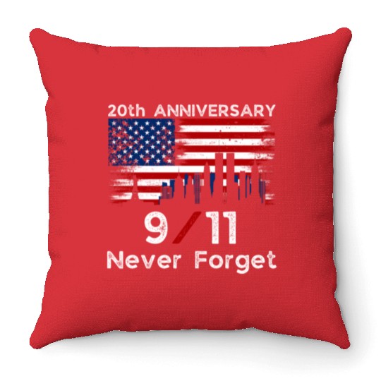 Never Forget Usa 9/11 The 20th Anniversary Patriot Throw Pillows