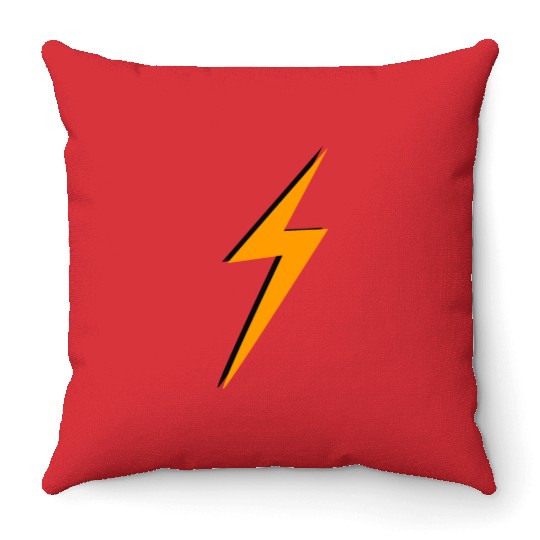 double Lightning Bolt Black And Orange Throw Pillows