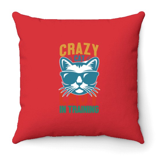 Crazy cat lady Throw Pillows