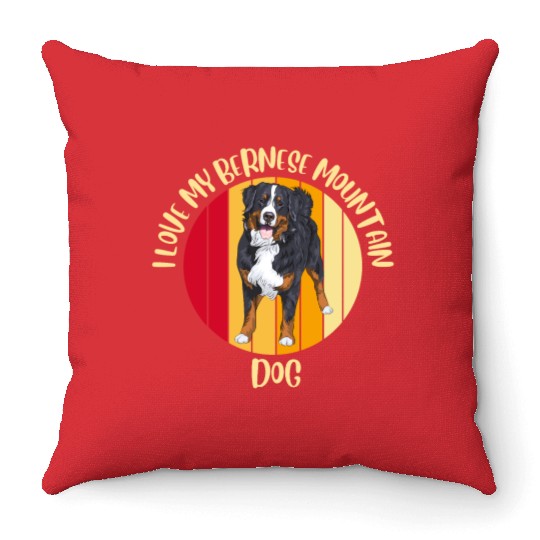 bernese mountain dog Throw Pillows