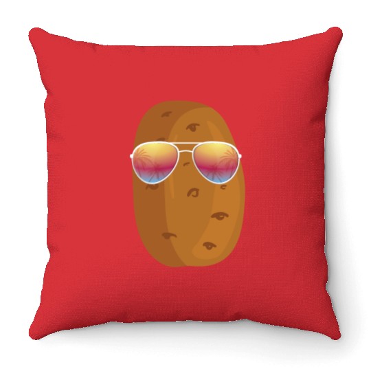 Potato With Sunglasses Throw Pillows