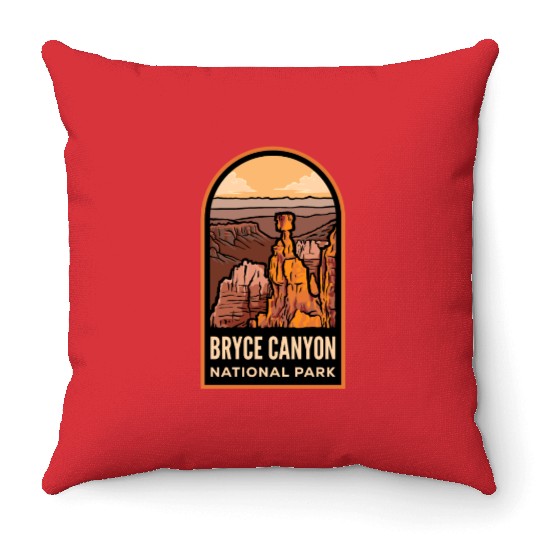 Bryce Canyon National Park Badge Throw Pillows