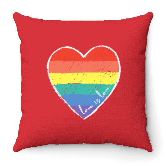 Love Is Love Rainbow Heart Throw Pillows