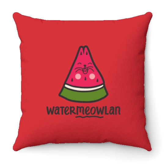 Watermeowlan Watermelon Cat Lover Kity Kitten Pet Throw Pillows