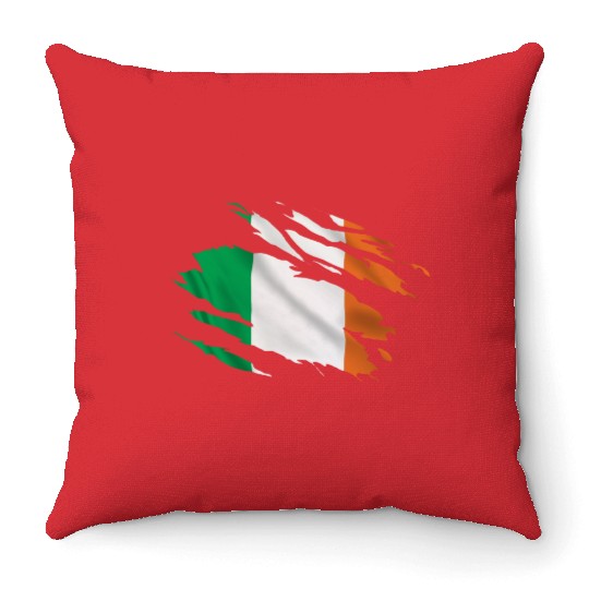 Ireland Ripped Flag Throw Pillows