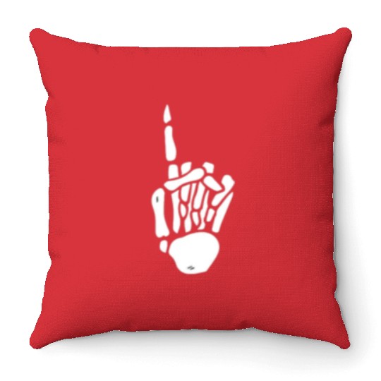 Skeleton Hand Number 1 Pocket Skeleton Number One Throw Pillows