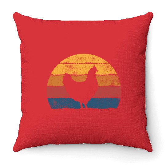 Chicken Farmer Retro Throw Pillows