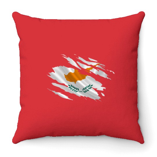 Cyprus Ripped Flag Throw Pillows
