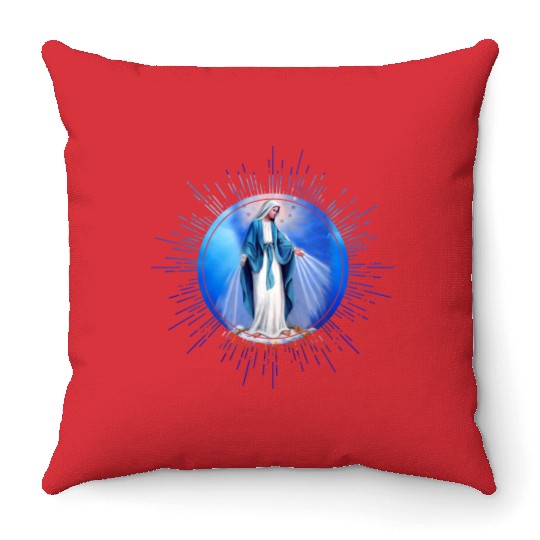 Virgin mary madonna maria ave maria catholic bibel Throw Pillows