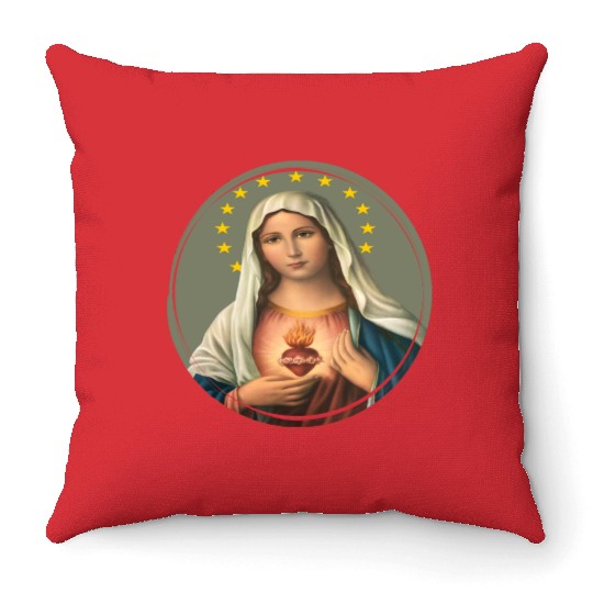 Virgin mary madonna maria ave maria catholic bibel Throw Pillows