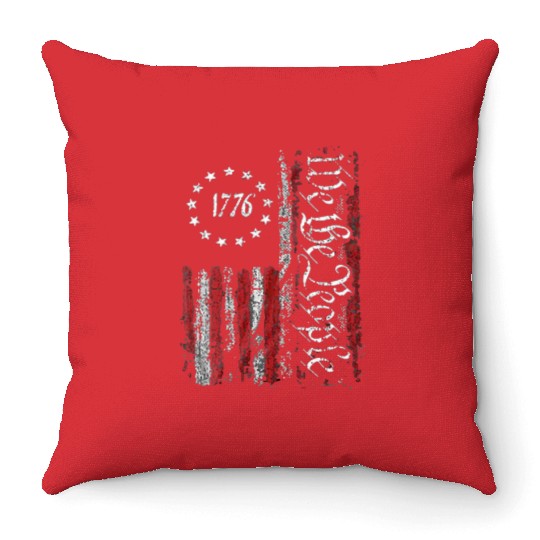 Old American Flag Patriotic 1776 We The People USA Throw Pillows