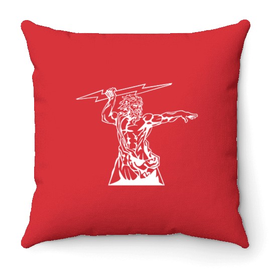 Greek mythology Zeus lightning bolt silhouette Throw Pillows