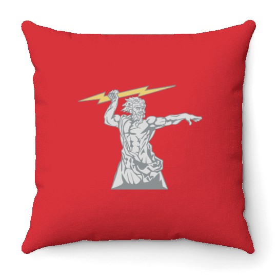 Greek mythology Zeus lightning bolt silhouette Throw Pillows