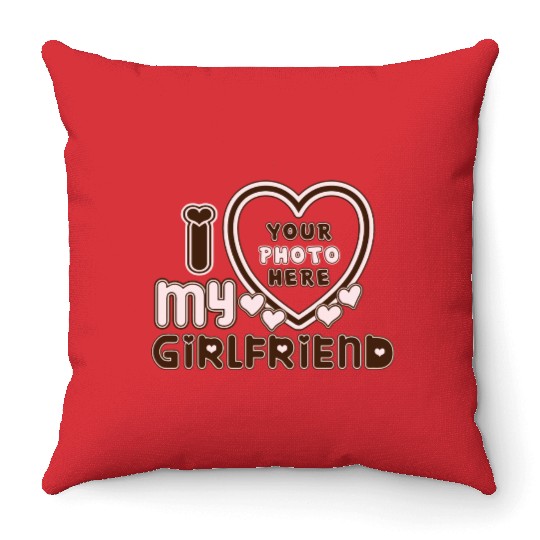 I love my girlfriend for mens boy Throw Pillows