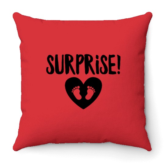 Surprise Pregnancy Announcement Mom To Be Throw Pillows