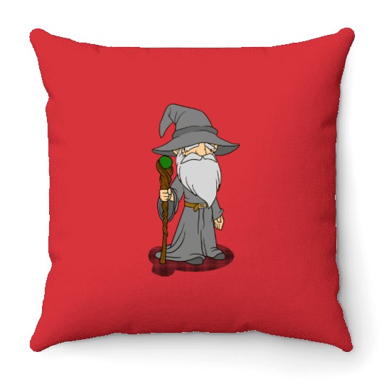 The Adventuring Wizard Throw Pillows