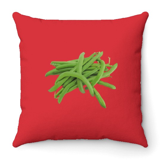 Green Beans Vegetable Throw Pillows