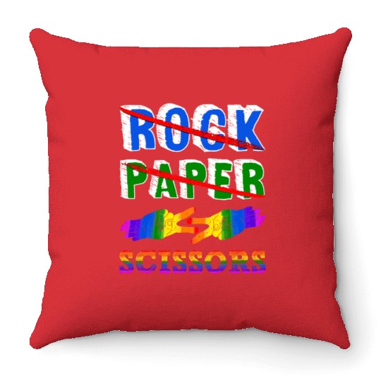 Rock Paper Scissors Lesbian Couple LGBTQ Pride Mon Throw Pillows
