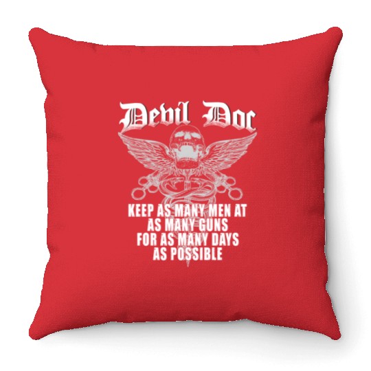 Devil Doc US Navy Corpsman Badass Army Veteran Throw Pillows