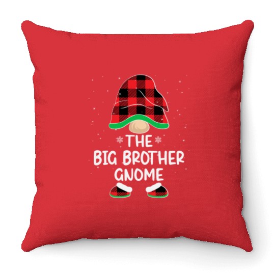 Christmas The Big Brother Gnome Buffalo Plaid Xmas Throw Pillows