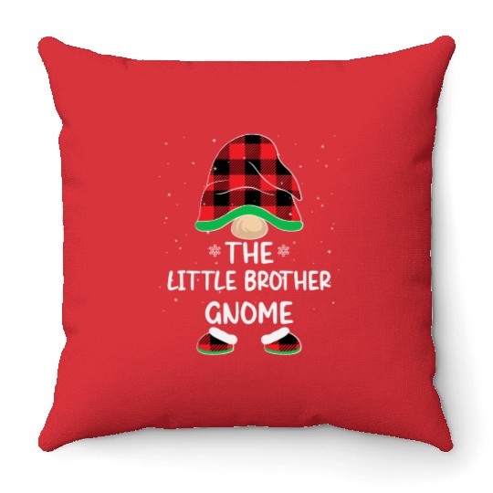 Christmas The Little Brother Gnome Buffalo Plaid Throw Pillows