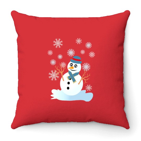 Funny snowman christmas Throw Pillows