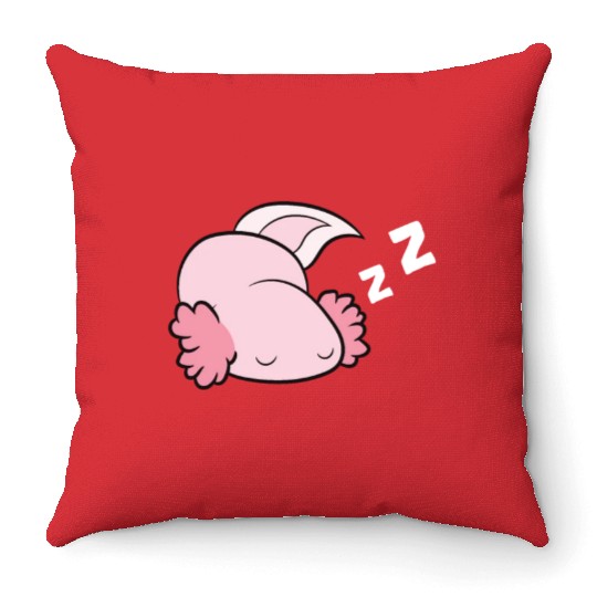 Axolotl Mexican Salamander Relaxing Tired Axolotl Throw Pillows