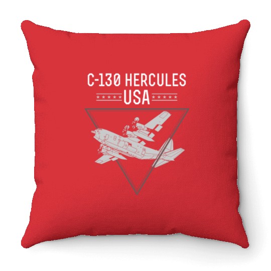 C 130 Hercules US Airborne Fighter Pilot Throw Pillows