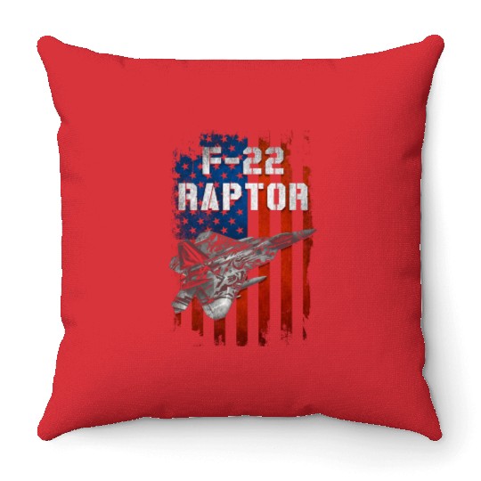 F 22 Raptor US Airborne Fighter Pilot Throw Pillows