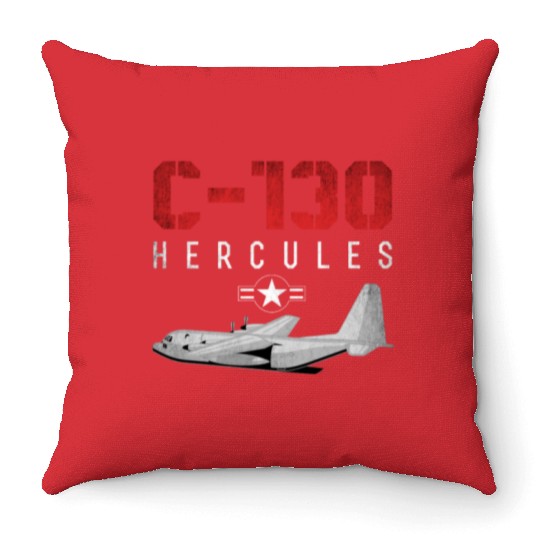 C 130 Hercules US Airborne Fighter Pilot Throw Pillows
