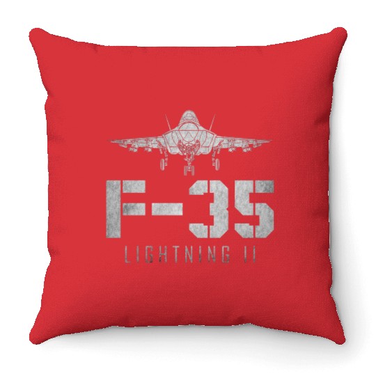 F 35 Lightning II US Airborne Fighter Pilot Throw Pillows