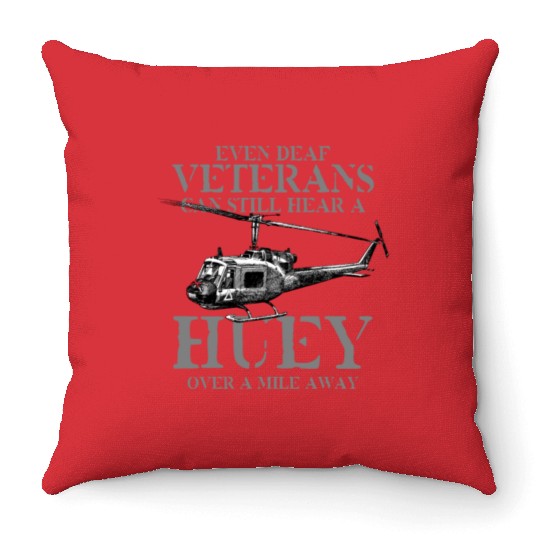 Huey Aircraft Army US Airborne Fighter Pilot Throw Pillows