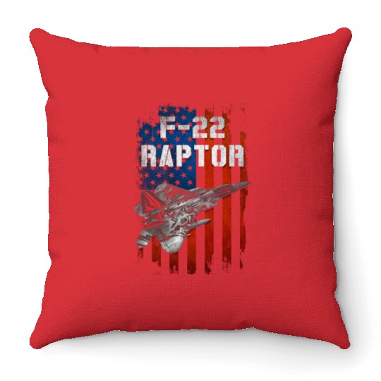 F22 Raptor Aircraft Army US Airborne Throw Pillows