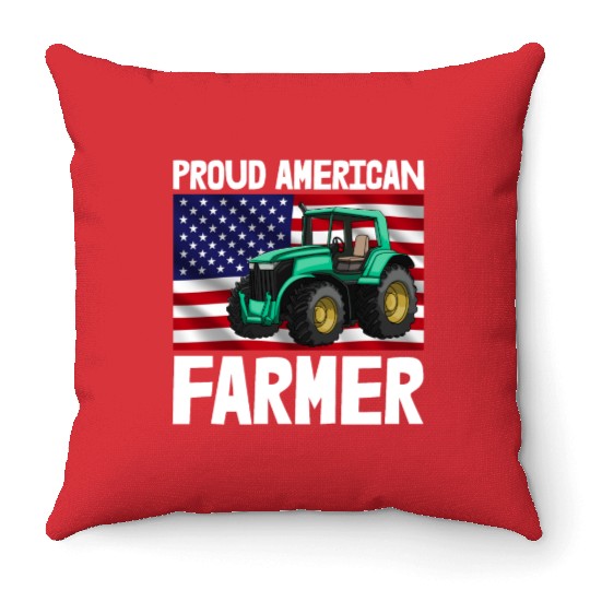 Proud American Farmer Tractor Throw Pillows