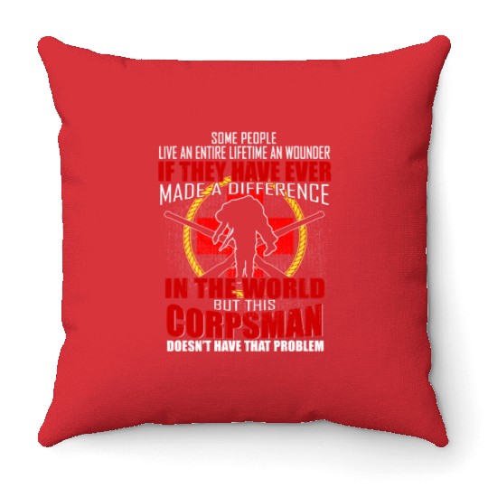 Devil US Navy Corpsman DOC Badass Army Veteran Throw Pillows