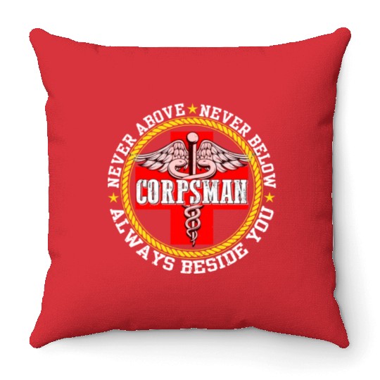 Corpsman Devil Doc Corpsman US Army Throw Pillows